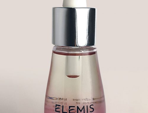 Elemis Pro-Collagen Rose Facial Oil – Coloured glass with vignette effect and aluminium dropper